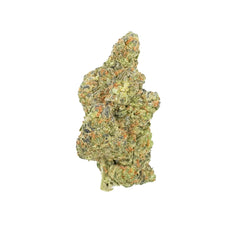 Bunch of green and orange cannabis buds on a white background
