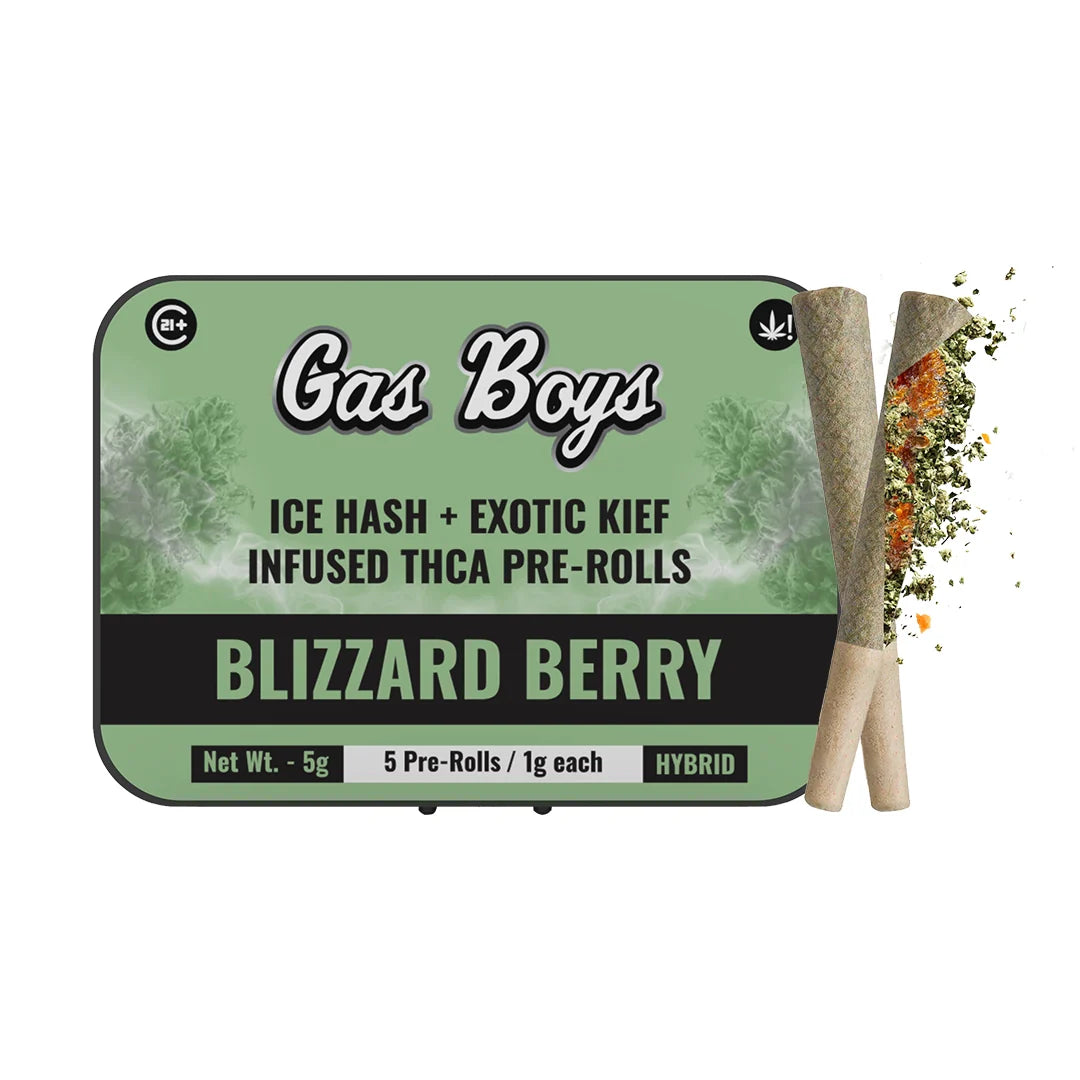 BLIZZARD BERRY ICE HASH + EXOTIC KIEF INFUSED PRE-ROLLS 5G TIN