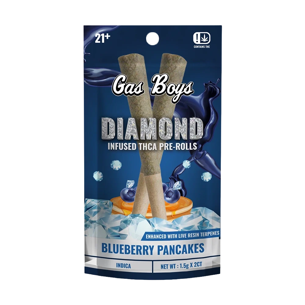 BLUEBERRY PANCAKES DIAMOND INFUSED PRE-ROLLS 2CT Pouch (1.5g Each)