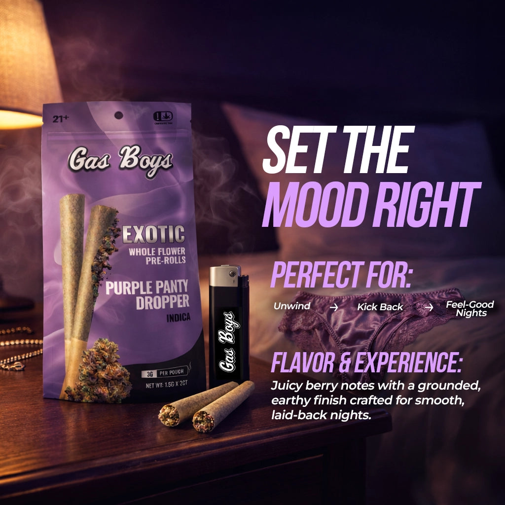 PURPLE PANTY DROPPER WHOLE FLOWER PRE-ROLLS 2CT Pouch (1.5g Each