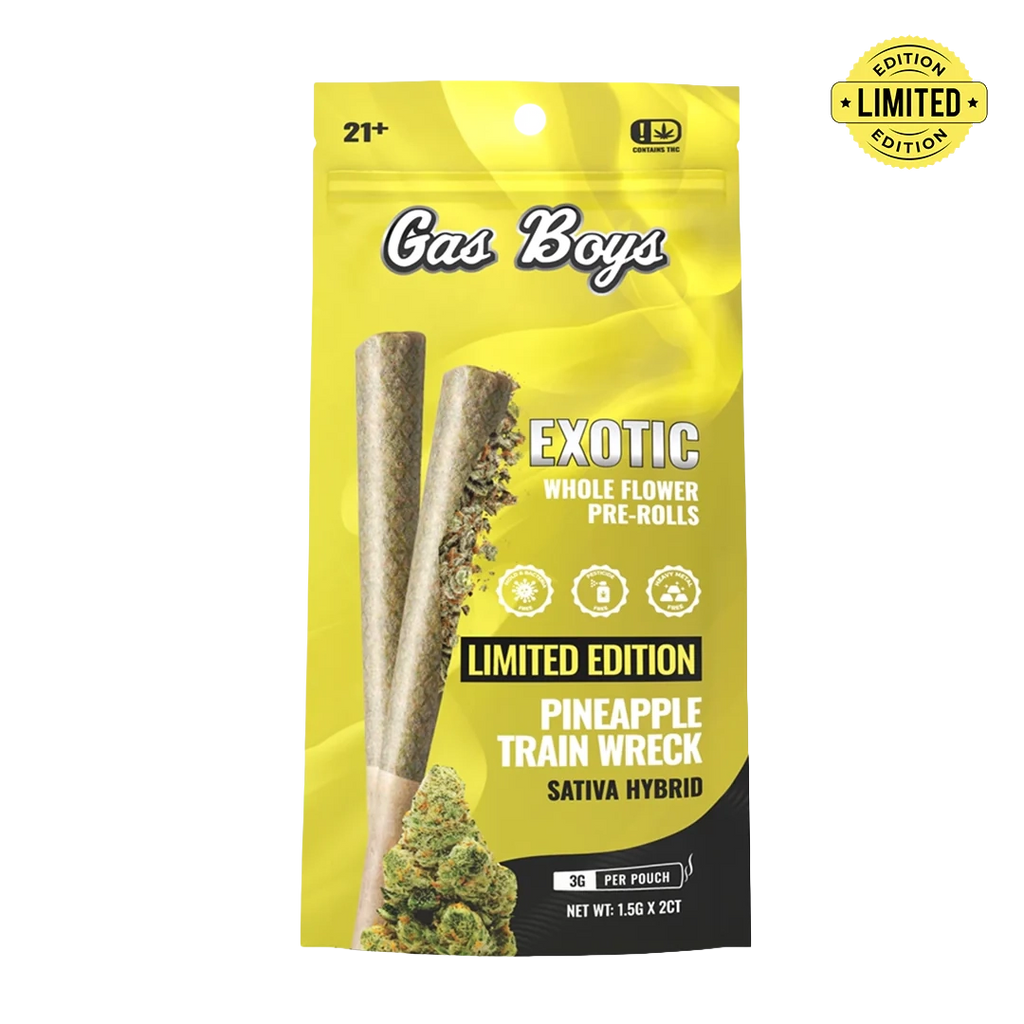 PINEAPPLE TRAIN WRECK WHOLE FLOWER PRE-ROLLS 2CT Pouch (1.5g Each