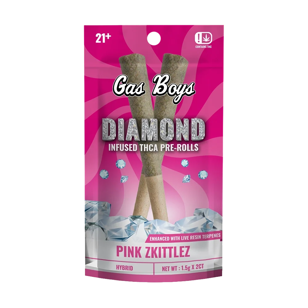PINK ZKITTLEZ DIAMOND INFUSED PRE-ROLLS 2CT Pouch (1.5g Each)