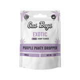 Gas Boys Purple Panty Dropper THCA hemp flower package in white and lavender, 3.5g net weight, with cannabis leaf graphics