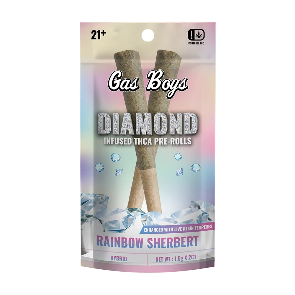 RAINBOW SHERBERT DIAMOND INFUSED THCA PRE-ROLLS 1.5G x 2