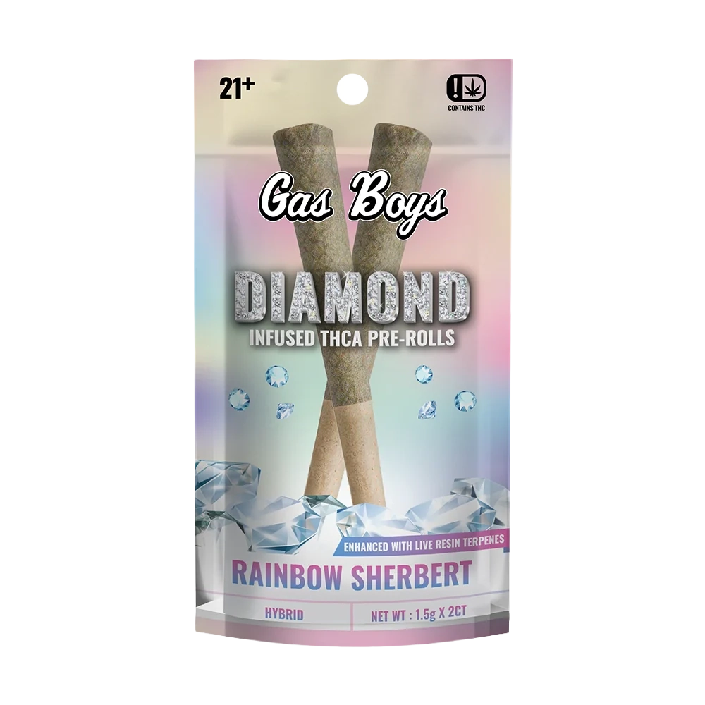 RAINBOW SHERBERT DIAMOND INFUSED PRE-ROLLS 2CT Pouch (1.5g Each)