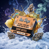 SOUR DIESEL ICE HASH + EXOTIC KIEF INFUSED PRE-ROLLS 5g Mini Tin