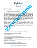 Legal letter from Kight Law Office dated October 11, 2023, discussing legal status of THCa in hemp products, with blue "MODELDISTRIBUTION" watermark.